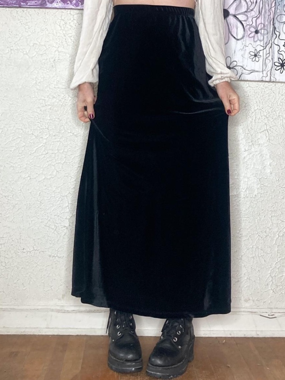Black Velvet Maxi Skirt